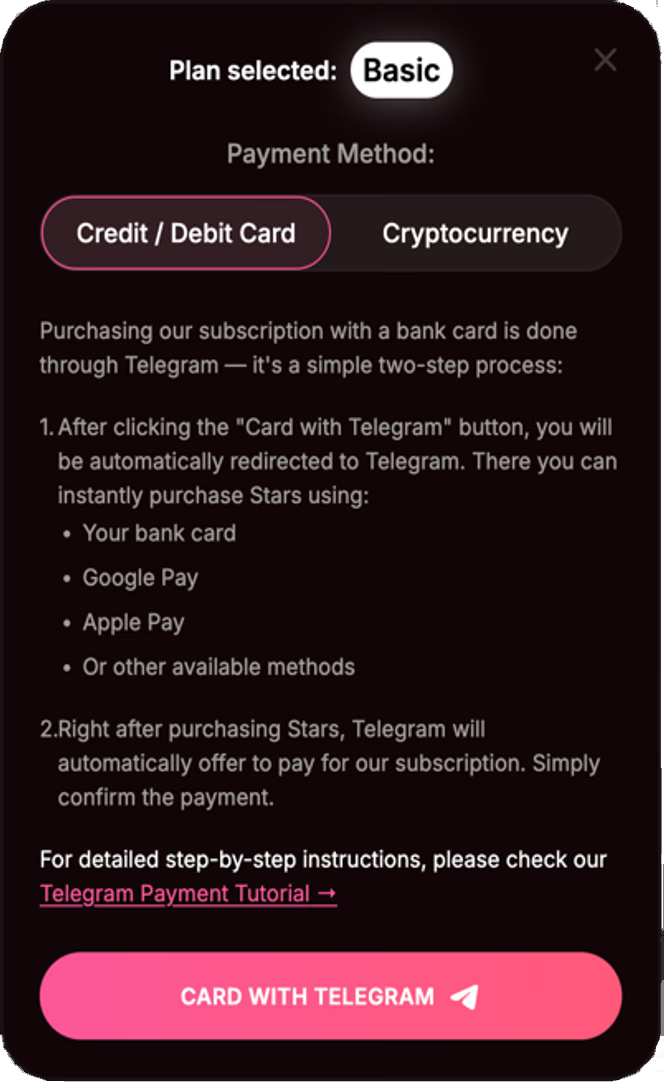 Selected plan and payment method